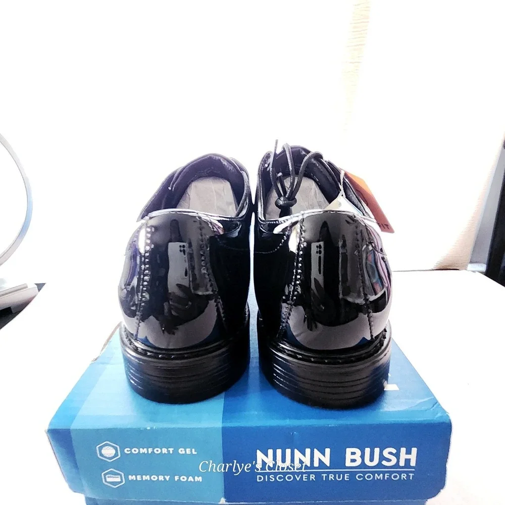 Nunn Bush Centro Flex FPTO Mens 9W‎ Black Patent Formal Oxford NEW 85045-004